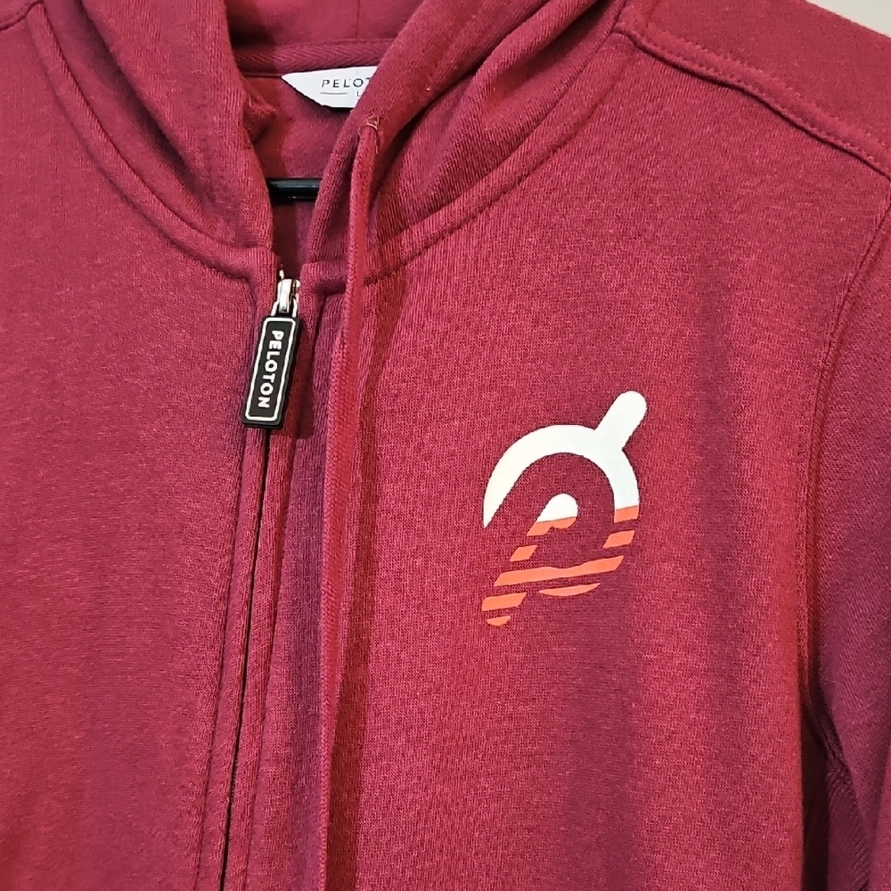 Peloton Burgundy Full Zip-Up Logo Hoodie, Womens Large - Picture 3 of 7